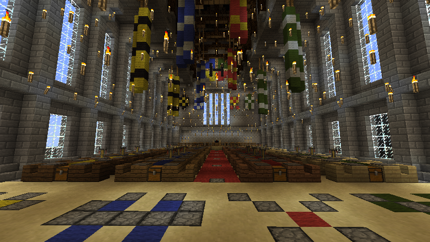 Great Hall, with floating torches and seating