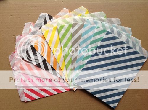 100 Pcs Diagonal Striped Treat Bags Wedding Party Food Safe Favor Paper Bags